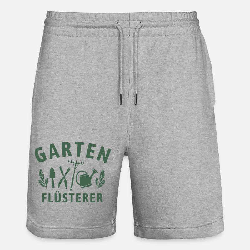 Garten Flüsterer - Retro Gärtner Natur - Stanley/Stella Unisex Bio Joggingshorts Trainer - Grau meliert