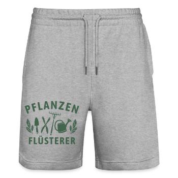 Pflanzen Flüsterer - Retro Gärtner Natur - Stanley/Stella Unisex Bio Joggingshorts Trainer  - Grau meliert - Vorne - Nik (191cm) & Marisol (170cm)