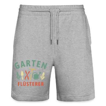 Garten Flüsterer - Retro Gärtner Natur - Stanley/Stella Unisex Bio Joggingshorts Trainer  - Grau meliert - Vorne - Nik (191cm) & Marisol (170cm)