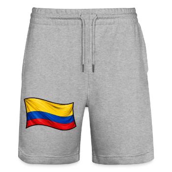 Drapeau colombien au vent - Short de jogging bio TRAINER Stanley/Stella unisexe - gris chiné - Devant - Nik (191cm) & Marisol (170cm)