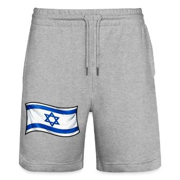 Drapeau israélien : Étoile de David - Short de jogging bio TRAINER Stanley/Stella unisexe - gris chiné - Devant - Nik (191cm) & Marisol (170cm)