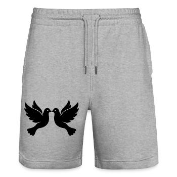Tourterelles mariées – Tourtereaux noirs et blancs - Short de jogging bio TRAINER Stanley/Stella unisexe - gris chiné - Devant - Nik (191cm) & Marisol (170cm)