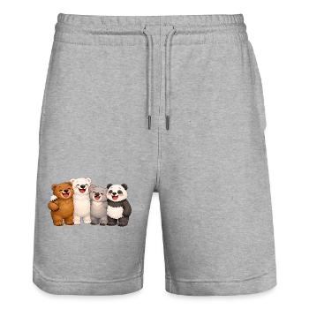 Four Bears in Friendship - Stanley/Stella Trainer Unisex Organic Jogging Shorts - heather grey - Front - Nik (191cm) & Marisol (170cm)