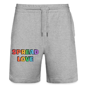 Spread Love Regenbogentypografie - Stanley/Stella Unisex Bio Joggingshorts Trainer  - Grau meliert - Vorne - Nik (191cm) & Marisol (170cm)