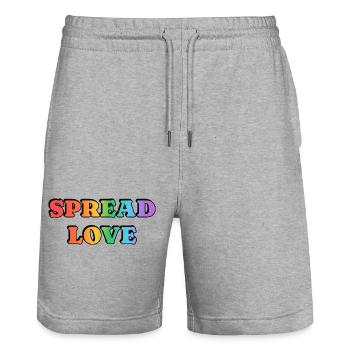 Spread Love Rainbow Fette Typografie - Stanley/Stella Unisex Bio Joggingshorts Trainer  - Grau meliert - Vorne - Nik (191cm) & Marisol (170cm)