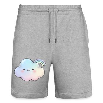 Kawaii Wolke Geschenk für Mädchen Kinder - Stanley/Stella Unisex Bio Joggingshorts Trainer  - Grau meliert - Vorne - Nik (191cm) & Marisol (170cm)