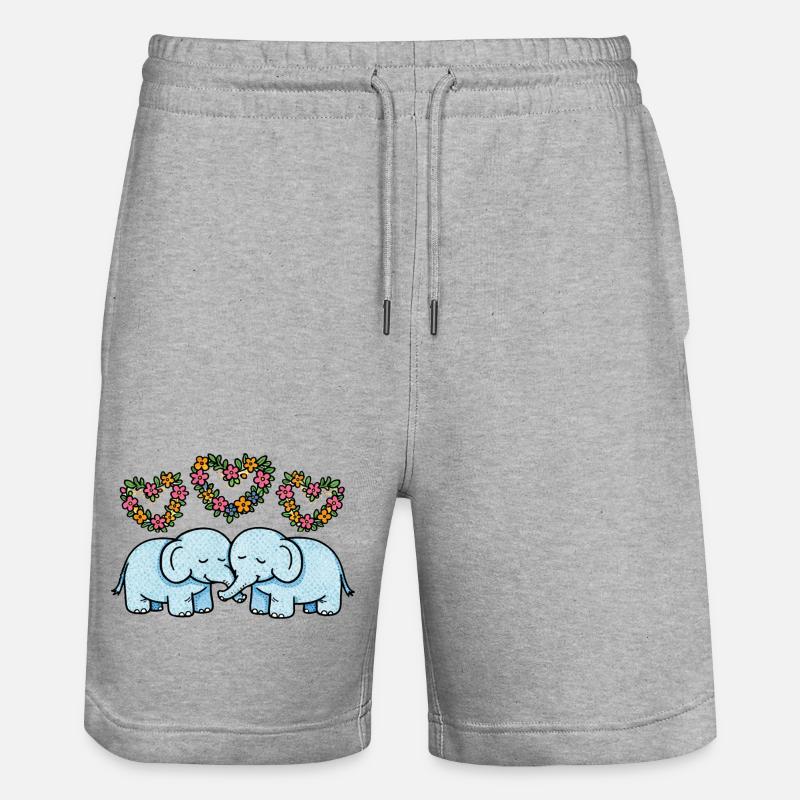 Duo Éléphant Cœurs Floraux - Short de jogging bio TRAINER Stanley/Stella unisexe - gris chiné