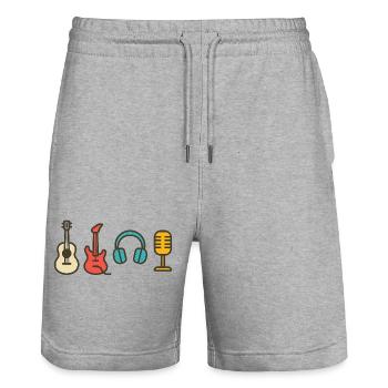 Notes musicales : Cadeau de conception rythmique et rythmique - Short de jogging bio TRAINER Stanley/Stella unisexe - gris chiné - Devant - Nik (191cm) & Marisol (170cm)