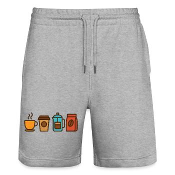 Coffee Lover Design – Perfect for Coffee Fans - Stanley/Stella Trainer Unisex Organic Jogging Shorts - heather grey - Front - Nik (191cm) & Marisol (170cm)