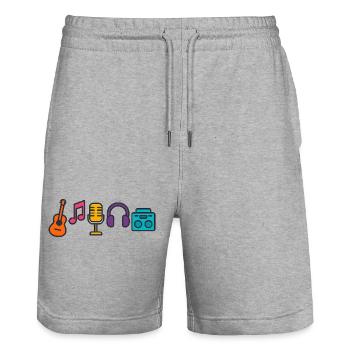 Music Passion Sound Waves Design Gift - Stanley/Stella Trainer Unisex Organic Jogging Shorts - heather grey - Front - Nik (191cm) & Marisol (170cm)