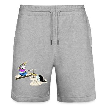 Unicorn and narwhal - Stanley/Stella Trainer Unisex Organic Jogging Shorts - heather grey - Front - Nik (191cm) & Marisol (170cm)