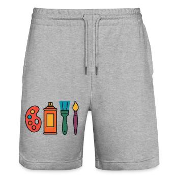 Palette de peinture artistique Pinceaux pulvérisateurs - Short de jogging bio TRAINER Stanley/Stella unisexe - gris chiné - Devant - Nik (191cm) & Marisol (170cm)