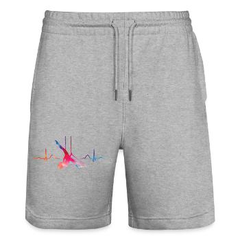 Aerialist Hearbeat EKG Cloud Swing Trapez - Stanley/Stella Unisex Bio Joggingshorts Trainer  - Grau meliert - Vorne - Nik (191cm) & Marisol (170cm)