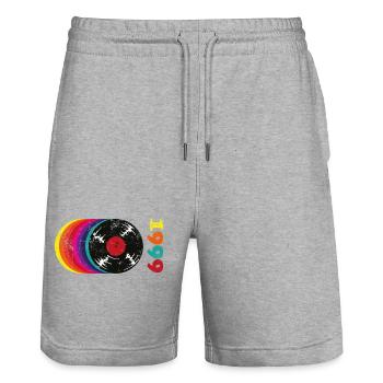 1999 Music Vinyl - Short de jogging bio TRAINER Stanley/Stella unisexe - gris chiné - Devant - Nik (191cm) & Marisol (170cm)