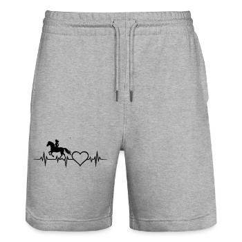 Cavalier Cardiaque ECG Battement de cœur Fille Pouls - Short de jogging bio TRAINER Stanley/Stella unisexe - gris chiné - Devant - Nik (191cm) & Marisol (170cm)