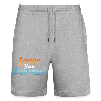 Sarcasme – Baissez vos attentes – Drôle de femme - Short de jogging bio TRAINER Stanley/Stella unisexe - gris chiné - Devant - Nik (191cm) & Marisol (170cm)