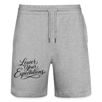 Sarcasme – Baissez vos attentes – Drôle de femme - Short de jogging bio TRAINER Stanley/Stella unisexe - gris chiné - Devant - Nik (191cm) & Marisol (170cm)