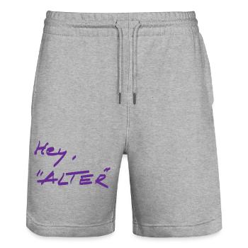 Greeting - different - Stanley/Stella Trainer Unisex Organic Jogging Shorts - heather grey - Front - Nik (191cm) & Marisol (170cm)