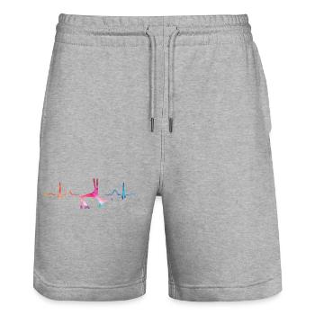 Vertical Scarf Heartbeat Aerial Acrobatics Aerial Silk - Stanley/Stella Trainer Unisex Organic Jogging Shorts - heather grey - Front - Nik (191cm) & Marisol (170cm)