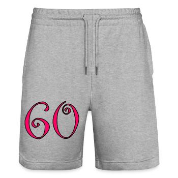 60. 60 JAHRE. 60-JÄHRIGES JUBILÄUM. 60. GEBURTSTAG. - Stanley/Stella Unisex Bio Joggingshorts Trainer  - Grau meliert - Vorne - Nik (191cm) & Marisol (170cm)