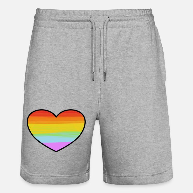 Cœur de la fierté arc-en-ciel - Short de jogging bio TRAINER Stanley/Stella unisexe - gris chiné