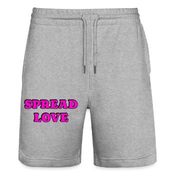 Spread Love Fette Typografie - Stanley/Stella Unisex Bio Joggingshorts Trainer  - Grau meliert - Vorne - Nik (191cm) & Marisol (170cm)