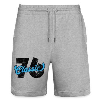 1976 50th Birthday - Stanley/Stella Trainer Unisex Organic Jogging Shorts - heather grey - Front - Nik (191cm) & Marisol (170cm)