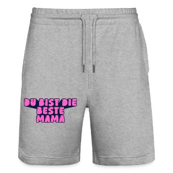 du bist die beste Mama - Stanley/Stella Unisex Bio Joggingshorts Trainer  - Grau meliert - Vorne - Nik (191cm) & Marisol (170cm)