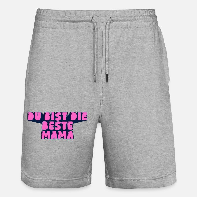 du bist die beste Mama - Stanley/Stella Unisex Bio Joggingshorts Trainer  - Grau meliert