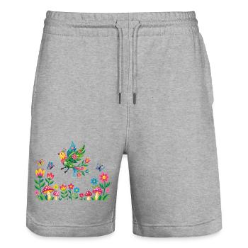 Der Frühling, die Natur erwacht zu neuem Leben - Stanley/Stella Unisex Bio Joggingshorts Trainer  - Grau meliert - Vorne - Nik (191cm) & Marisol (170cm)
