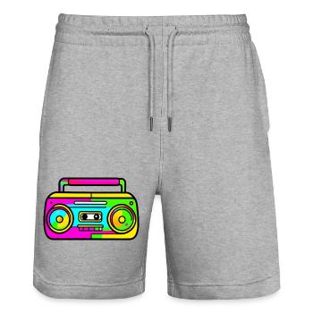 Neon Boombox Retro Pop Art - Stanley/Stella Unisex Bio Joggingshorts Trainer  - Grau meliert - Vorne - Nik (191cm) & Marisol (170cm)