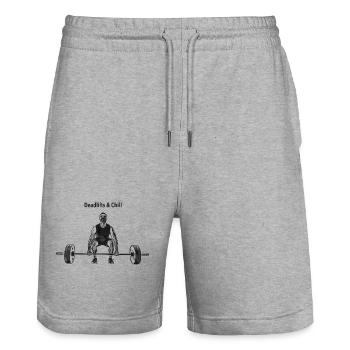 Deadlifts_and_chill - Stanley/Stella Unisex Bio Joggingshorts Trainer  - Grau meliert - Vorne - Nik (191cm) & Marisol (170cm)