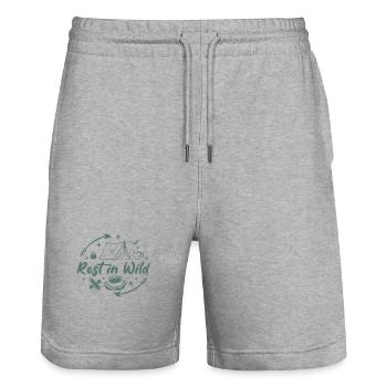 Rest in the Wild Outdoor Camping Design - Stanley/Stella Trainer Unisex Organic Jogging Shorts - heather grey - Front - Nik (191cm) & Marisol (170cm)