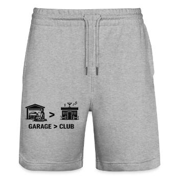 Garage vs Club Workshop Night - Stanley/Stella Trainer Unisex Organic Jogging Shorts - heather grey - Front - Nik (191cm) & Marisol (170cm)