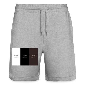 coffee. then life. – Minimalist contrast - Stanley/Stella Trainer Unisex Organic Jogging Shorts - heather grey - Front - Nik (191cm) & Marisol (170cm)