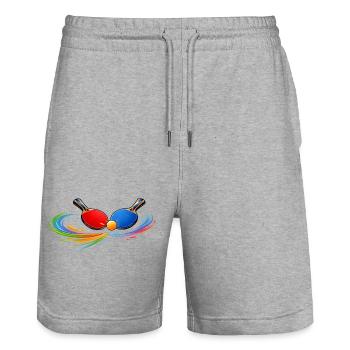 Tennis de table Chemise de raquette Sport de ping-pong - Short de jogging bio TRAINER Stanley/Stella unisexe - gris chiné - Devant - Nik (191cm) & Marisol (170cm)