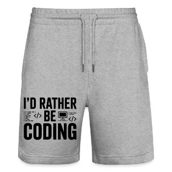 Je préfère coder - Short de jogging bio TRAINER Stanley/Stella unisexe - gris chiné - Devant - Nik (191cm) & Marisol (170cm)