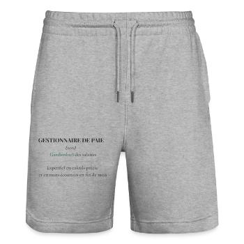 T-shirt Gestionnaire de Paie – Définition | Cadeau - Short de jogging bio TRAINER Stanley/Stella unisexe - gris chiné - Devant - Nik (191cm) & Marisol (170cm)