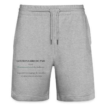 T-shirt Gestionnaire de Paie – Définition | Cadeau - Short de jogging bio TRAINER Stanley/Stella unisexe - gris chiné - Devant - Nik (191cm) & Marisol (170cm)