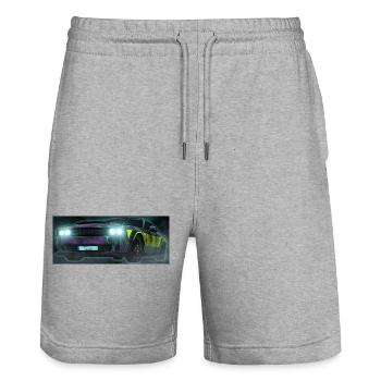 Flash Check Neon Stripe Car - Stanley/Stella Trainer Unisex Organic Jogging Shorts - heather grey - Front - Nik (191cm) & Marisol (170cm)