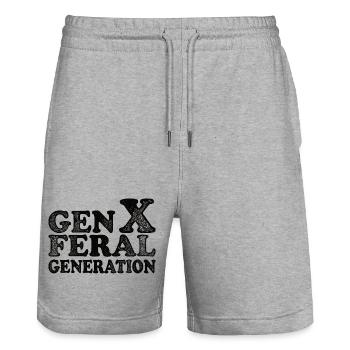 Génération Féroce Vintage Génération X - Short de jogging bio TRAINER Stanley/Stella unisexe - gris chiné - Devant - Nik (191cm) & Marisol (170cm)
