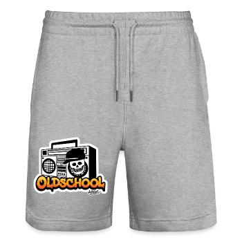 OldSchool Boombox Skull Graffiti - Stanley/Stella Trainer Unisex Organic Jogging Shorts - heather grey - Front - Nik (191cm) & Marisol (170cm)