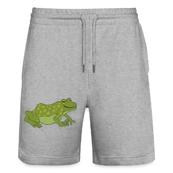 Sternenfrosch - Stanley/Stella Unisex Bio Joggingshorts Trainer  - Grau meliert - Vorne - Nik (191cm) & Marisol (170cm)