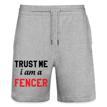 Glaub mir, ich bin Profi-Fechter - Stanley/Stella Unisex Bio Joggingshorts Trainer  - Grau meliert - Vorne - Nik (191cm) & Marisol (170cm)