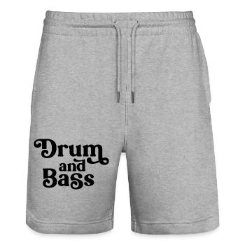 Drum and Bass Fette Typografie - Stanley/Stella Unisex Bio Joggingshorts Trainer  - Grau meliert - Vorne - Nik (191cm) & Marisol (170cm)