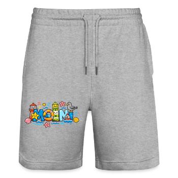 MOIN Möwe Leuchtturm Maritim Bunt - Stanley/Stella Unisex Bio Joggingshorts Trainer  - Grau meliert - Vorne - Nik (191cm) & Marisol (170cm)