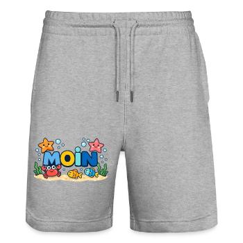 MOIN Möwe Leuchtturm Maritim Bunt - Stanley/Stella Unisex Bio Joggingshorts Trainer  - Grau meliert - Vorne - Nik (191cm) & Marisol (170cm)