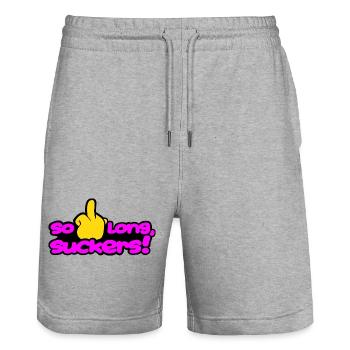 solongsuckers2_magenta - Stanley/Stella Unisex Bio Joggingshorts Trainer  - Grau meliert - Vorne - Nik (191cm) & Marisol (170cm)