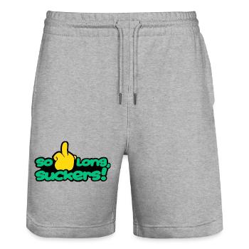 solongsuckers2_green - Stanley/Stella Unisex Bio Joggingshorts Trainer  - Grau meliert - Vorne - Nik (191cm) & Marisol (170cm)