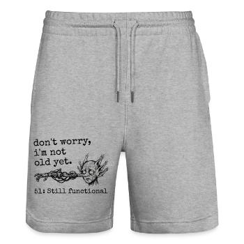 51st Birthday - 51st Anniversary Humor Gift - Stanley/Stella Trainer Unisex Organic Jogging Shorts - heather grey - Front - Nik (191cm) & Marisol (170cm)
